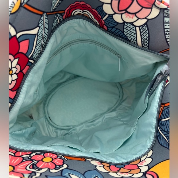 Vera Bradley Glenna Tropical Evening Tote Bag Purse Gray Pink Orange Floral - Picture 9 of 12